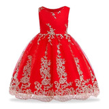Vestido De Festa Vermelho Com Dourado Tam 8 Pronta Entrega A