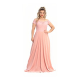 Vestido De Madrinha Azul Bic Rose Formatura Manguinha Ombro
