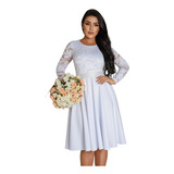Vestido De Noiva Civil Simples Casamento Civil Midi M. Curta