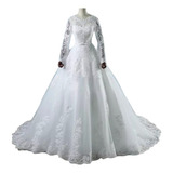 Vestido De Noiva Princesa Belíssimo Joshy Manga Longa