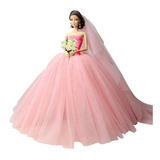 Vestido De Noiva Super Luxo P/ Boneca Barbie + Acessórios 
