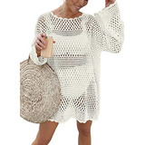 Vestido De Praia Feminino Em Crochê