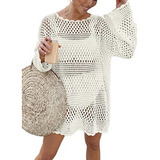 Vestido De Praia Feminino Em Crochê