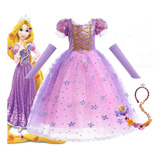 Vestido De Princesa Rapunzel* Luvas, Peruca Para Crianças, A