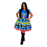 Vestido De Quadrilha Festa Caipira Junina Adulto + Luva+laço