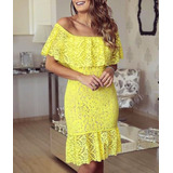 Vestido De Renda Ombro A Ombro, Pronta Entrega