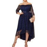 Vestido De Renda Plus Size Azul Marinho Uniqe Pronta Entrega