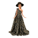 Vestido Estampa Chapéu Carteira Sapato P/boneca Barbie