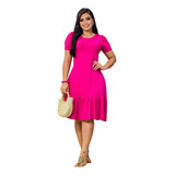 Vestido Evangélico Manga Rodado Básico Soltinho Tendência