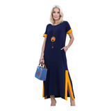 Vestido Faixa Lateral Feminino Com Fenda Maxi Saruel 38ao50