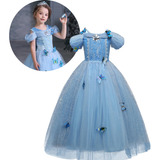 Vestido Fantasia Infantil Cinderela Princesas Luxo V2