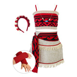 Vestido Fantasia Infantil Moana Colar Kit Luxo Carnaval