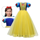 Vestido Fantasia Luxo Branca De Neve Infantil + Tiara