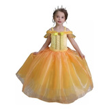 Vestido Fantasia Princesa Festa Amarelo Bela