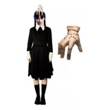 Vestido Fantásia Wandinha Addams Infantil Adulto + Mãozinha