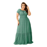 Vestido Feminino Festa Longo Estampado Moda Evangélico Comportado Com Manga Soltinho Confortavel 