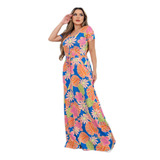 Vestido Feminino Longo Estampado Moda Evangelico Comportado Festas Eventos Ideal Para Estação Primavera Verão 