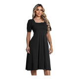 Vestido Feminino Midi Evangelico Soltinho Com Manga Casual