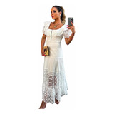 Vestido Feminino Midi Noiva Casamento Civil