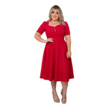 Vestido Feminino Moda Evangélica Midi Boneca Rodado Renda ##
