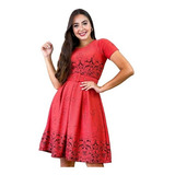 Vestido Feminino Moda Evangélica Midi Boneca Rodado Renda Princesa Festa Social Casamento Madrinha Barato Promoção 