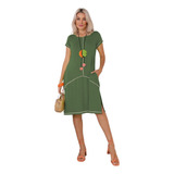 Vestido Feminino Trançado Com Fenda E Bolso Lateral