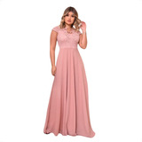 Vestido Festa - Madrinha Casamento Manga Rose Brilho Lindo