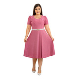 Vestido Festa Casamento Midi Moda Evangélica Cinto Brinde