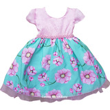 Vestido Festa Infantil Floral Princesa Luxo