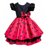 Vestido Festa Infantil Minnie Vermelha Luxo