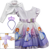 Vestido Festa Infantil Princesinha Sofia Princesa Luxo E Kit