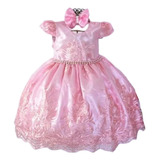 Vestido Festa Infantil Rosa Bebê Princesa