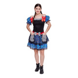 Vestido Festa Junina Boneca + Shorts + Brinde Caipira Adulto