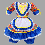 Vestido Festa Junina Infantil Caipira Com Shorts Verde