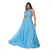 Vestido Festa Longo Azul Royal Bic Madrinha, Formatura Lindo