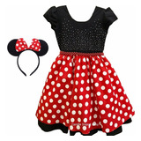 Vestido Festa Luxo Minnie Vermelha 4 A 16 Anos E Tiara