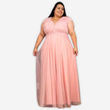 Vestido Festa Madrinha Até Plus Size Brilho Saia Tule Até 52