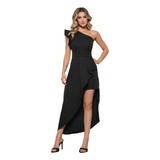 Vestido Festa Madrinha Luxuoso Longo Ombro Único E Fenda 