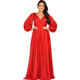 Vestido Festa Madrinha Manga Longa Com Punho Sônia Anair