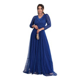 Vestido Festa Manga Longa Rose Marsala Renda Tule Promocão