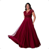 Vestido Festa Marsala Ombro A Ombro - Madrinha Luxo