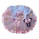 Vestido Festa Minnie Rosa Luxo Infantil 1 Ano Tutu & Body 