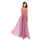 Vestido Festa Renda Decote Cruzado Costas Rosé