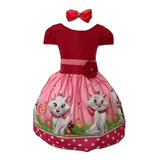 Vestido Gatinha Marrie Rosa Infantil Temático