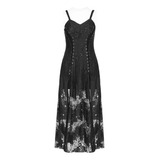 Vestido Gotico Lolita Rock Punk Renda Preto Festa Balada