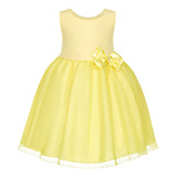 Vestido Infantil Amarelo Brilho Tule Festa