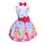 Vestido Infantil Barbie Rosa Luxo +
