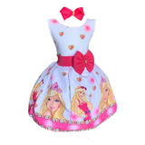 Vestido Infantil Barbie Rosa Luxo +