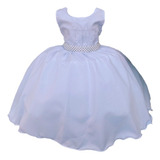 Vestido Infantil Branco Renda Tule Com