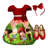 Vestido Infantil Chapeuzinho Vermelho + Sapatilha